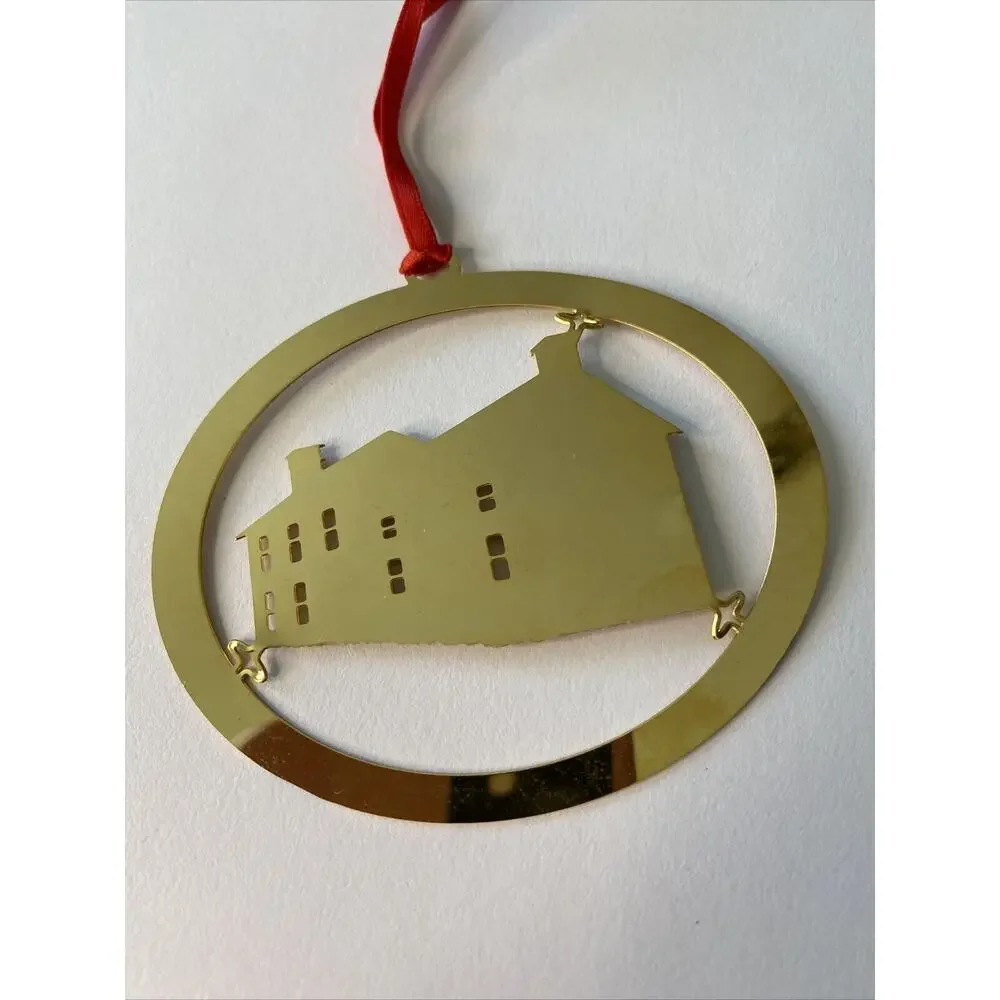 Old Russell COUNTY COURTHOUSE SOUVENIR Gold CHRISTMAS ORNAMENT Dickensonville VA